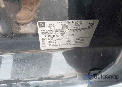 2015 Chevrolet Suburban 1500 Lt from USA, damaged, VIN 1GNSCJKC1FR591934